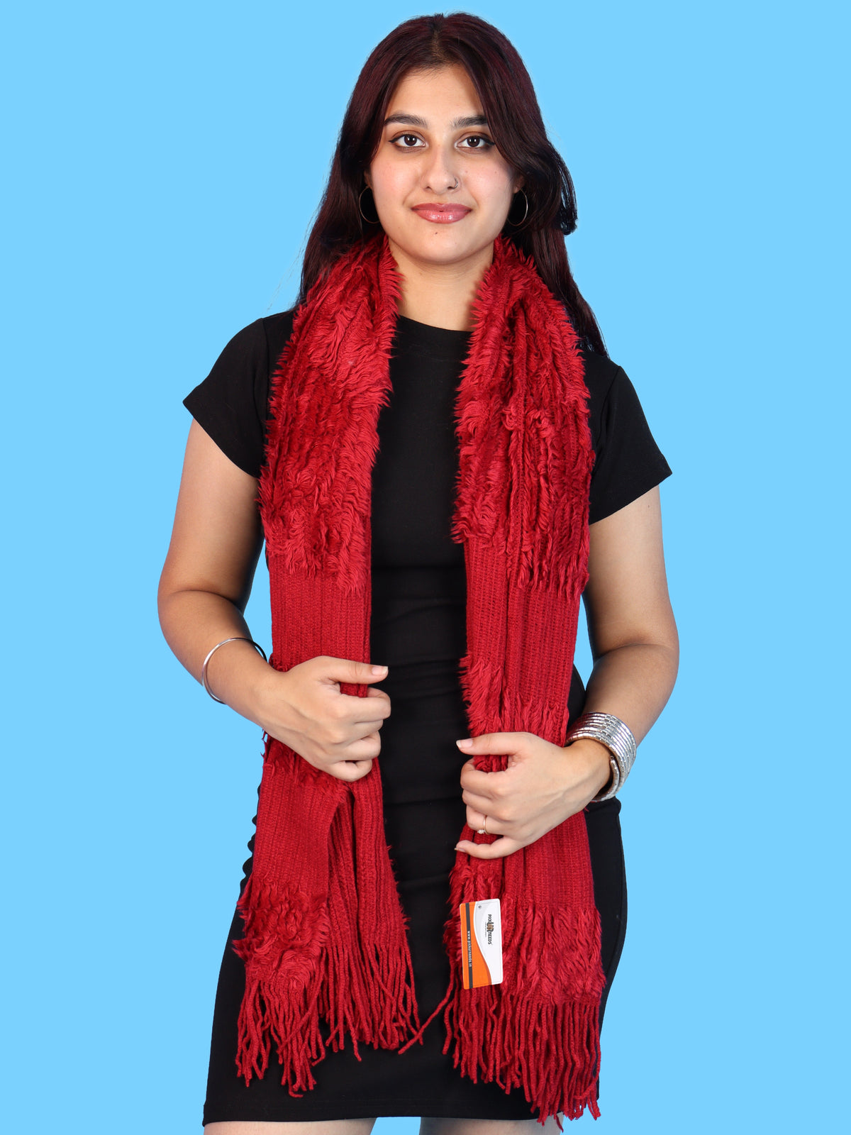 Pick Ur Needs Premium Winter Muffler for Women & Girls Soft Textured Woven with Fringe Detailing Warm Lightweight Neck Wrap