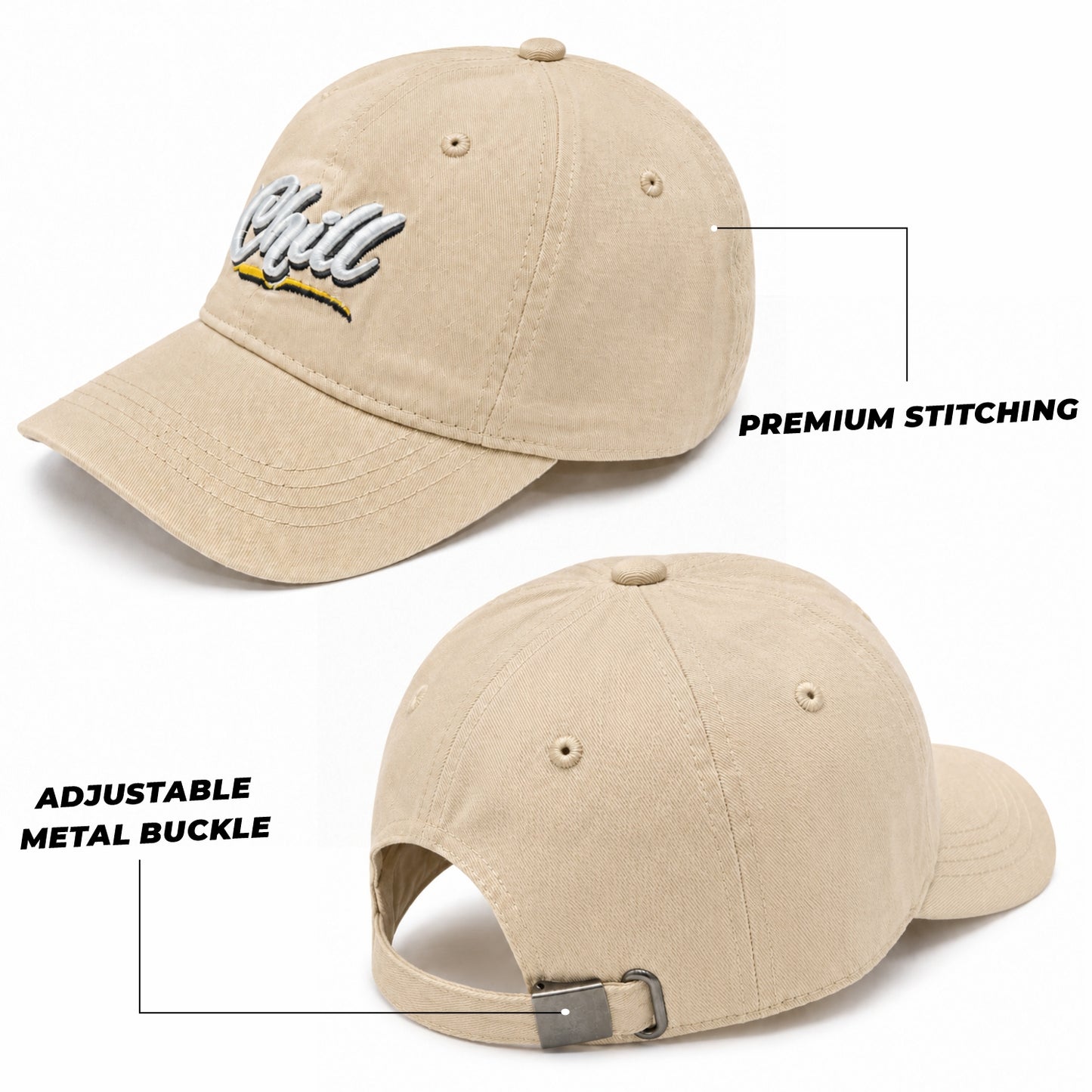 Pick Ur Needs Chill Embroidered Baseball Cap, Adjustable Dad Hat, Everyday Essential Sun Protection Caps Kids