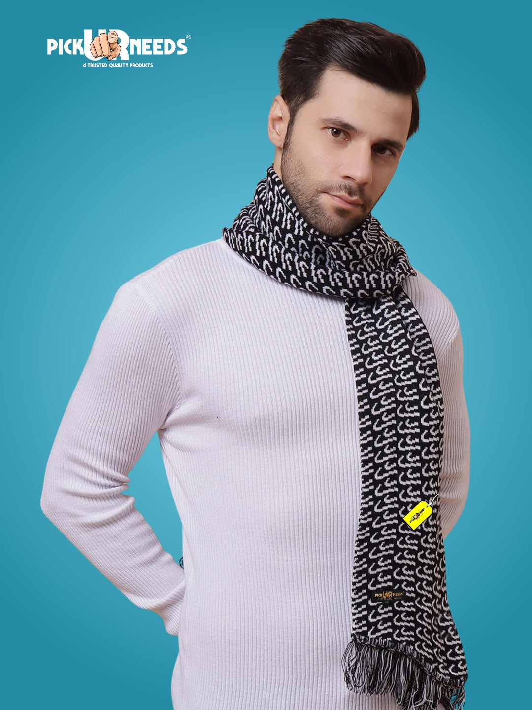 Pick Ur Needs Premium Winter Knit Muffler for Men Soft Woolen Neck Scarf with Stylish Pattern Warm & Comfortable Winter Wear for Outdoor & Casual Use