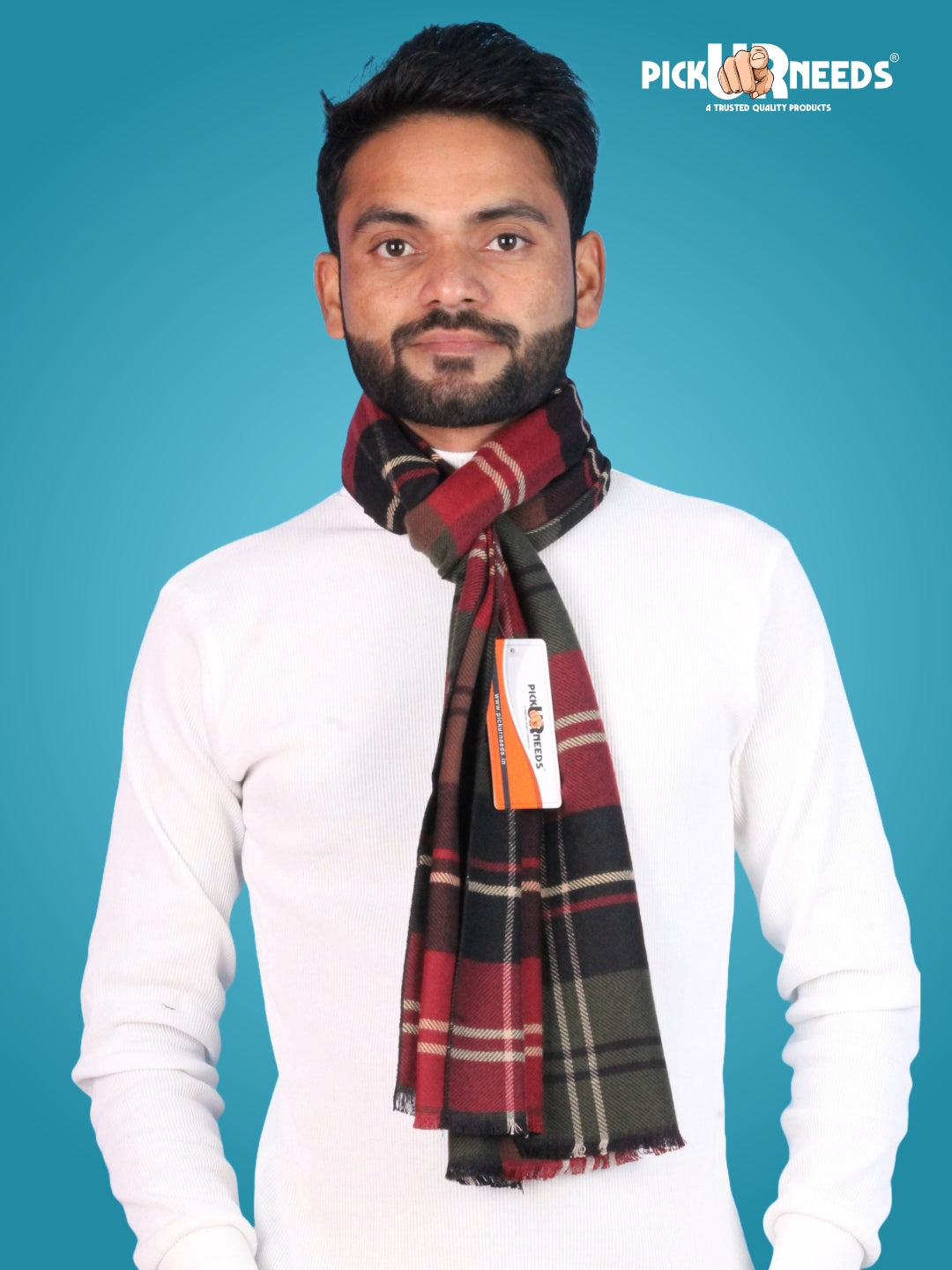 Pick Ur Needs Premium Winter Muffler for Men Soft Wool-Blend Checked Scarf Warm, Lightweight & Stylish Muffler for Office, Casual & Outdoor Wear