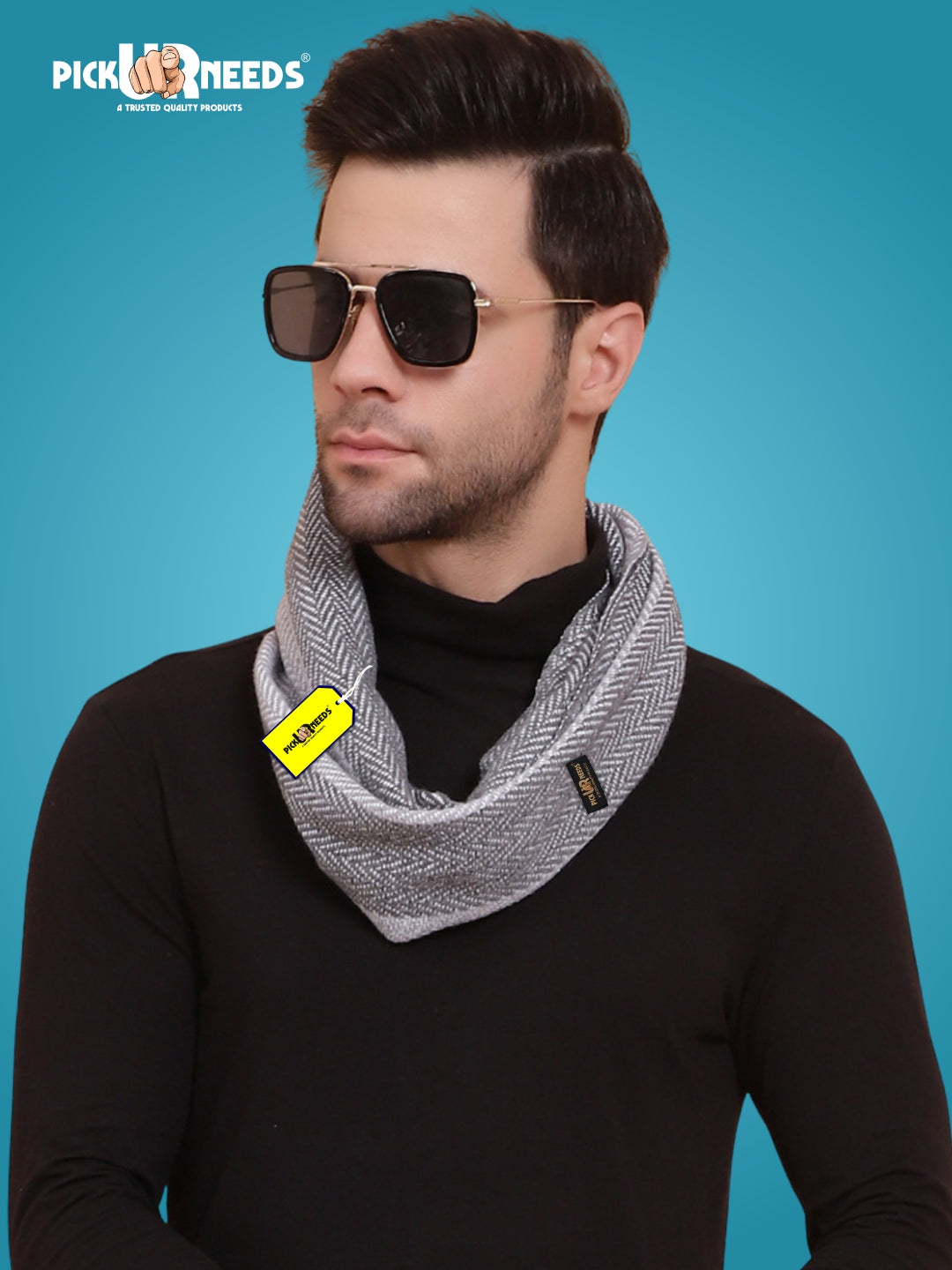 Pick Ur Needs Premium Men's Warm And Stylish Woolen Muffler With Multicolour Stripes And Stylish Tussles Ends