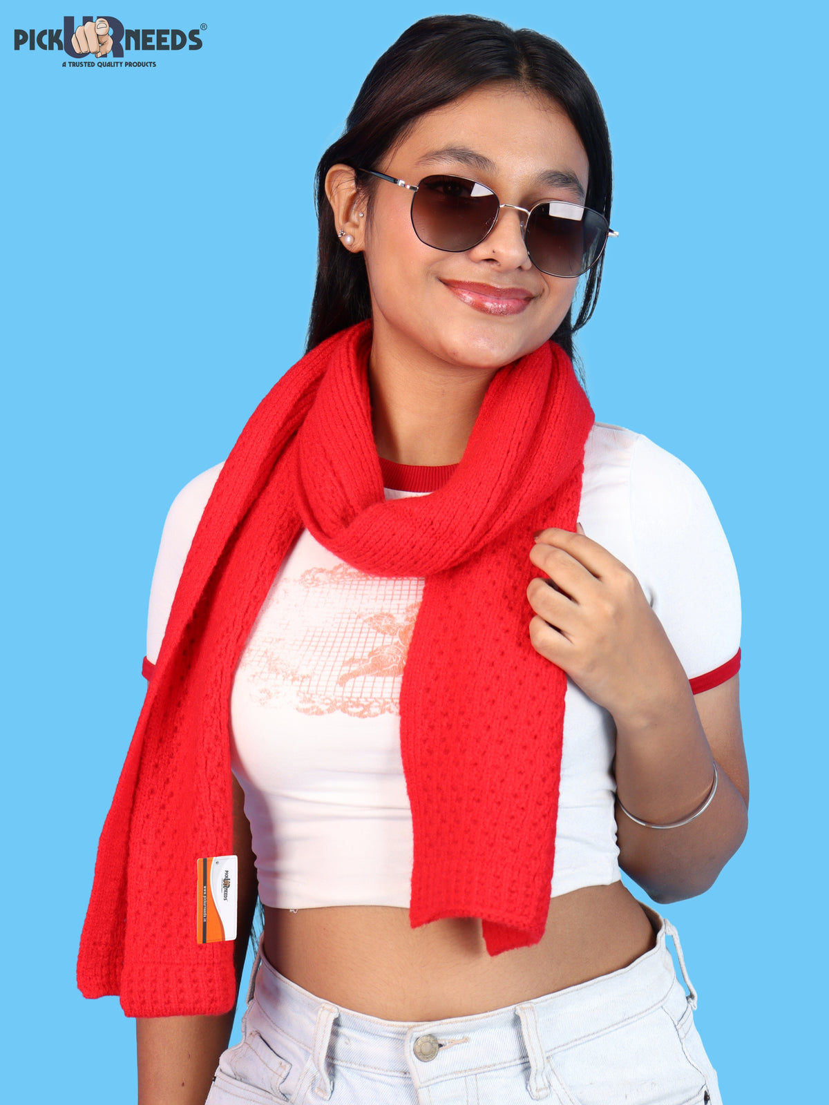 Pick Ur Needs Womens Soft Muffler Scarf, Lightweight Knitted Winter Stole, Warm & Cozy Long Neck Wrap for Women & Girls