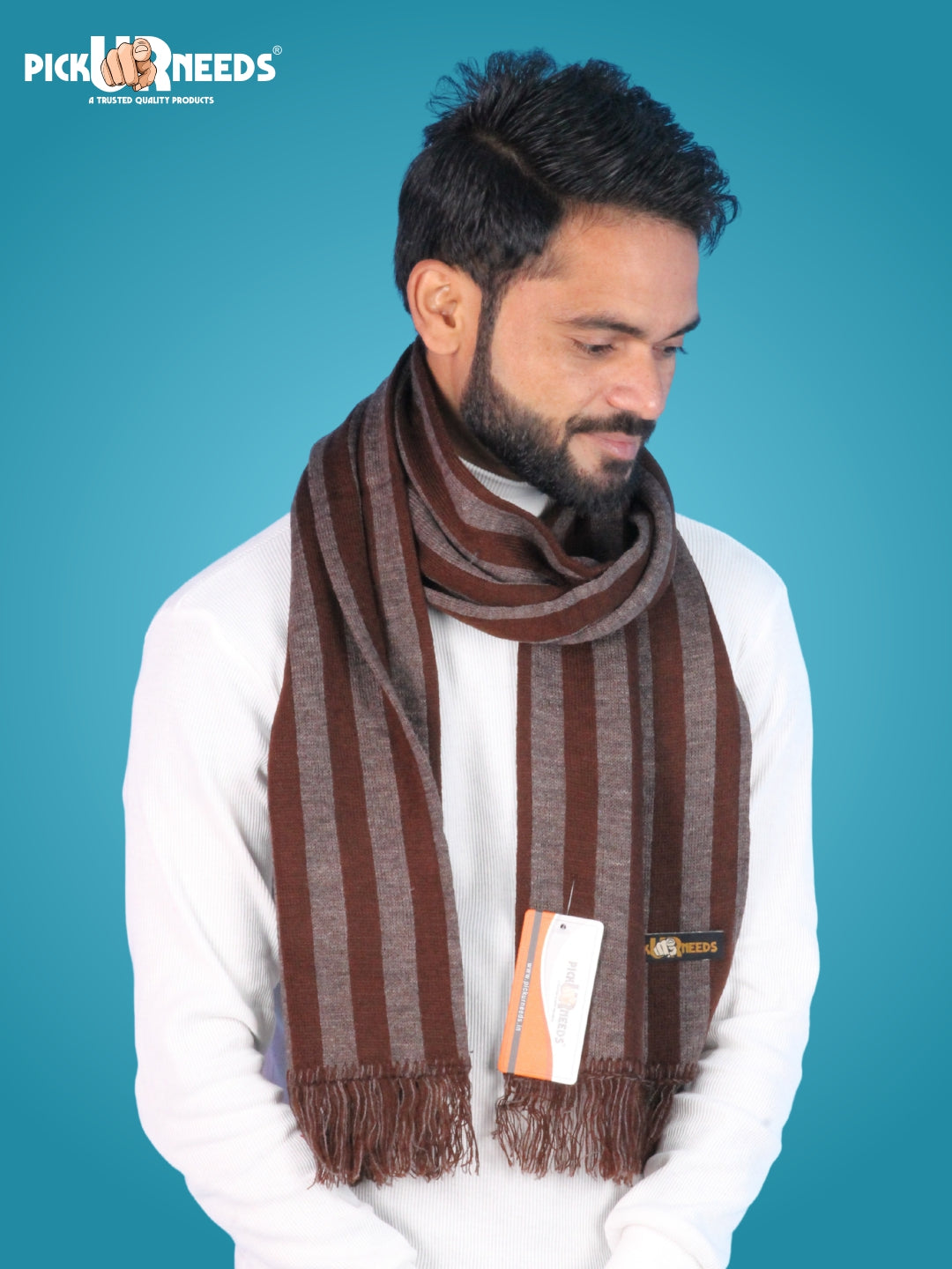 Pick Ur Needs Premium Soft Winter Muffler for Men Stylish Striped Woolen Scarf Warm & Comfortable