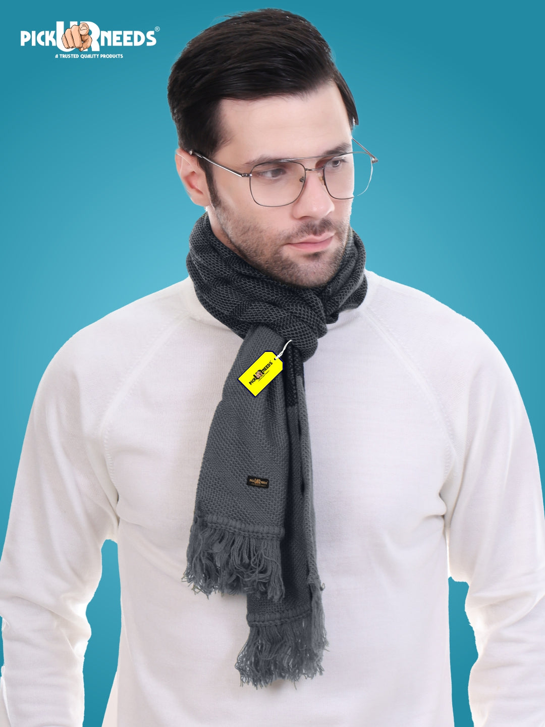 Pick Ur Needs Men’s Premium Winter Scarf Soft Knitted Muffler with Diamond Pattern Warm, Stylish & Lightweight for Cold Weather
