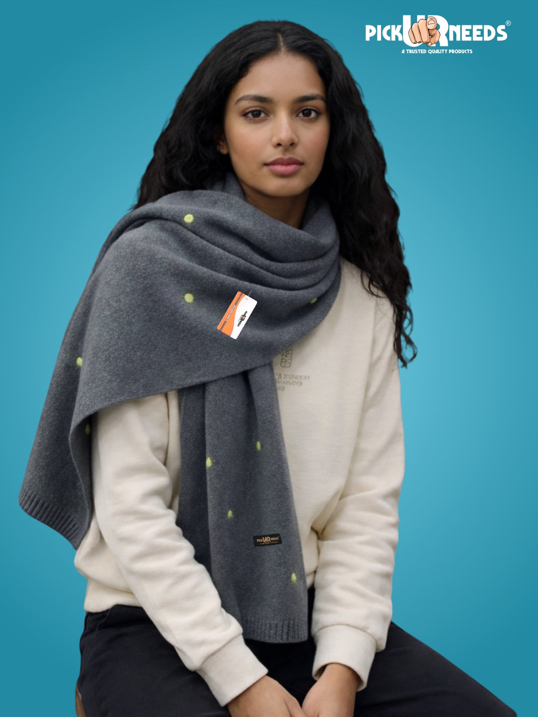 Pick Ur Needs Women's Knit Shawl Wrap with Border Soft, Warm & Lightweight Winter Stole Elegant Tan Bordered Scarf for Girls