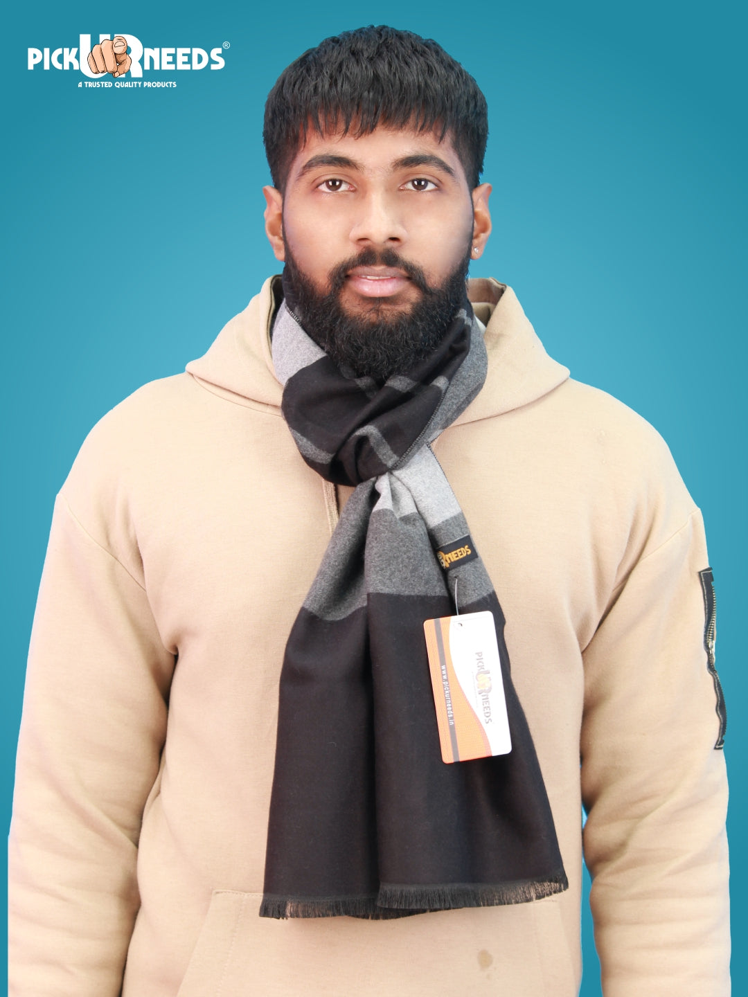 Pick Ur Needs Wool Blend Muffler for Men Soft Winter Scarf with Elegant Checks All-Day Comfort