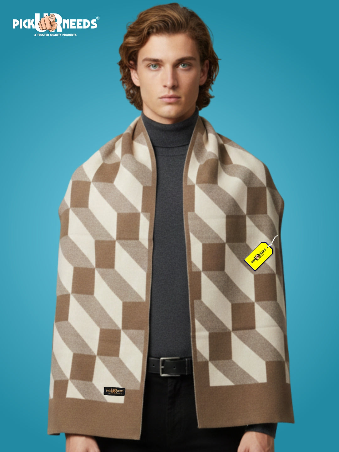 Pick Ur Needs Men’s Premium Winter Wool Muffler – Soft & Warm Knitted Scarf for Casual, Office & Travel Stylish Stripe Design