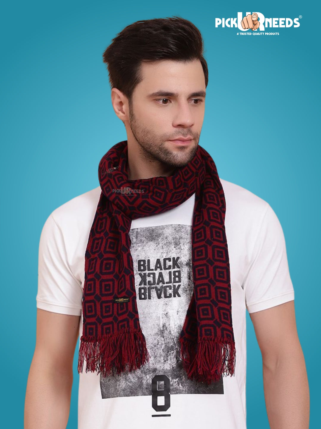 Pick Ur Needs Men's Stylish Zig Zag Knit Scarf  Soft, Warm & Breathable Fabric for Causal & Formal Wear Winter Muffler