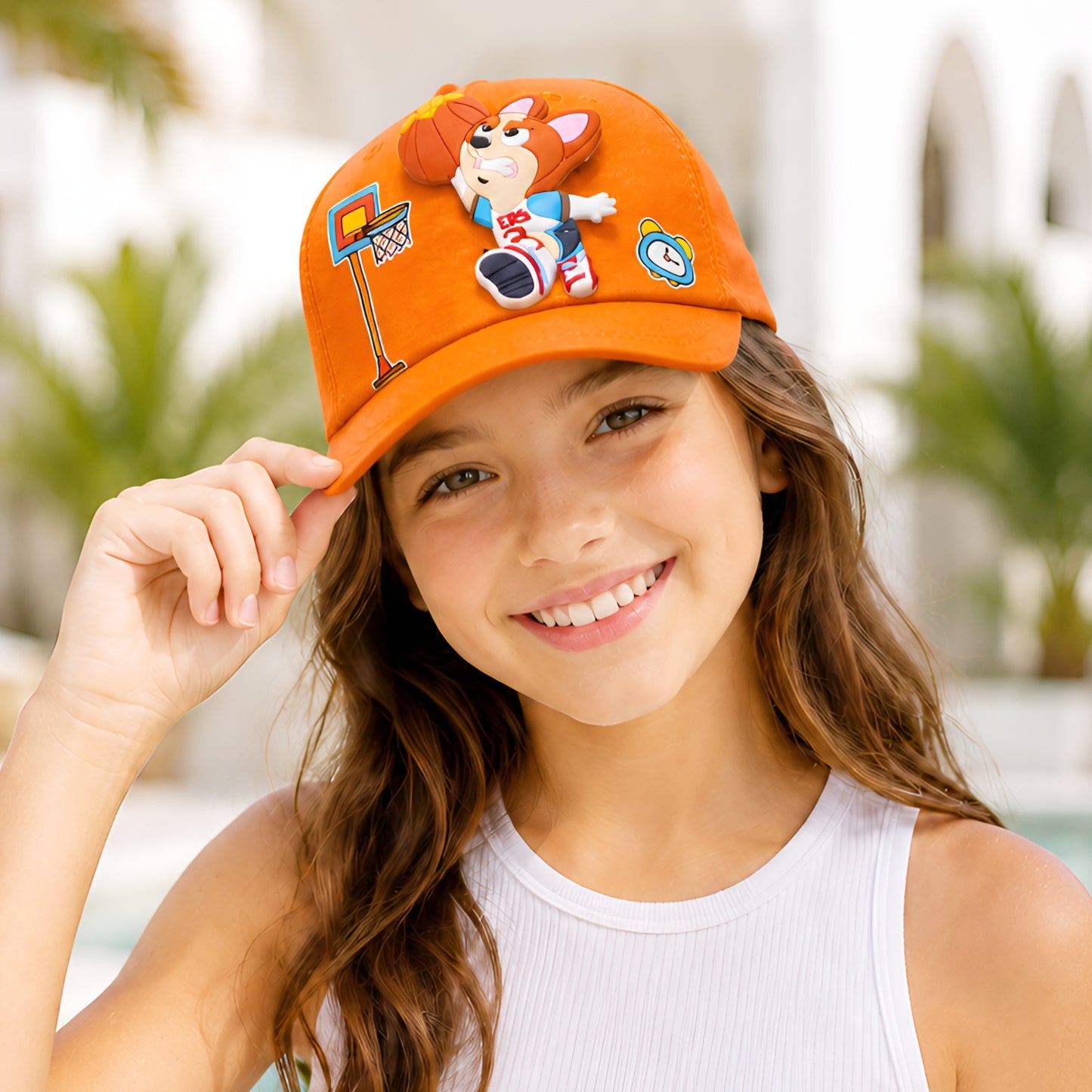 Pick Ur Needs Basketball Cartoon Baseball Cap with 3D Basketball Character Patch Adjustable Sports Hat for Boys & Girls