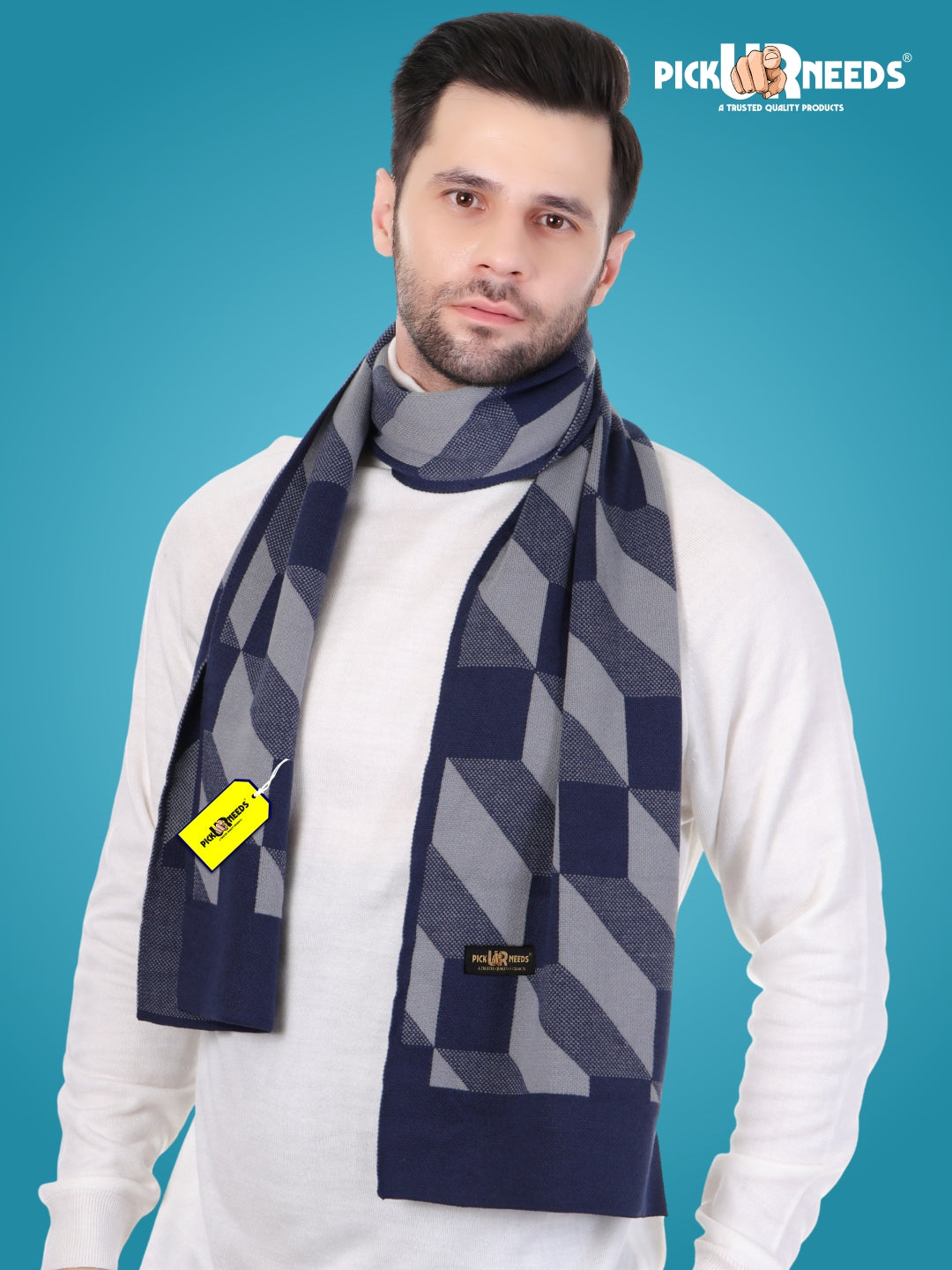 Pick Ur Needs Men’s Premium Winter Wool Muffler – Soft & Warm Knitted Scarf for Casual, Office & Travel Stylish Stripe Design