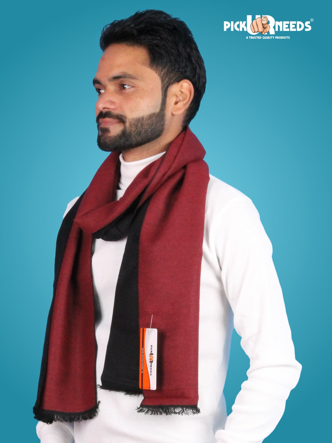 Pick Ur Needs Reversible Winter Muffler for Men Dual-Color Soft Woolen Scarf Warm, Stylish & Lightweight Muffler for Casual, Office & Outdoor Wear