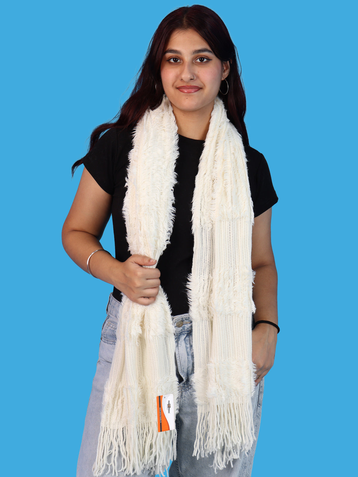 Pick Ur Needs Premium Winter Muffler for Women & Girls Soft Textured Woven with Fringe Detailing Warm Lightweight Neck Wrap