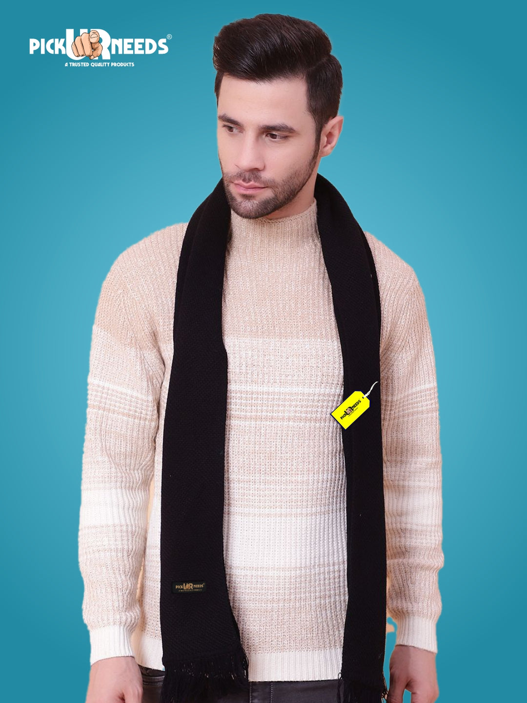 Pick Ur Needs Premium Soft, Warm & Breathable Wool Blend Winter Scarf for Men Fashionable Elegant Muffler