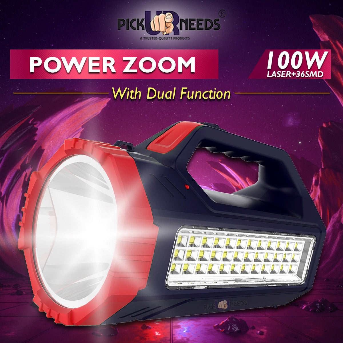 Pick Ur Needs Rechargeable Bright Led Torch Light Laser Long Range High Power Search Light Kisan Rechargeable with 36 Led Side Emergency Lights