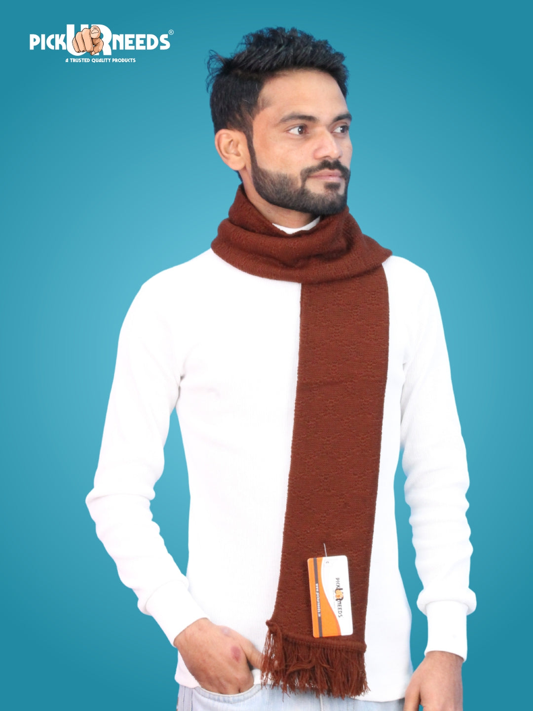 Pick Ur Needs Premium Soft Winter Muffler for Men Lightweight Warm Woolen Scarf Stylish Neck Muffler for Outdoor & Casual Use