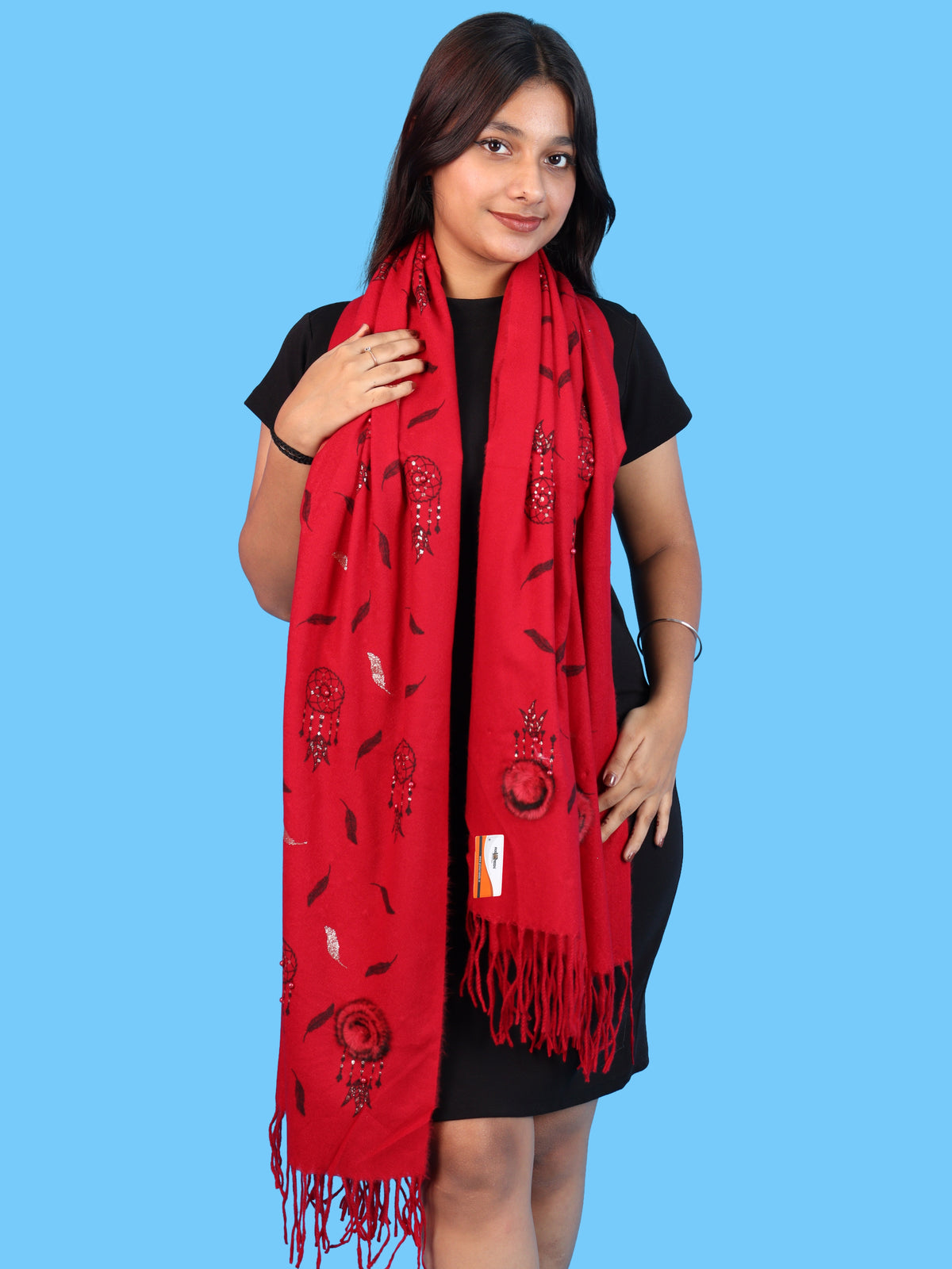 Pick Ur Needs Womens & Girls Muffler & Scarf with Elegant Dreamcatcher Print Soft Warm Lightweight Winter Neck Wrap with Stylish Fringes