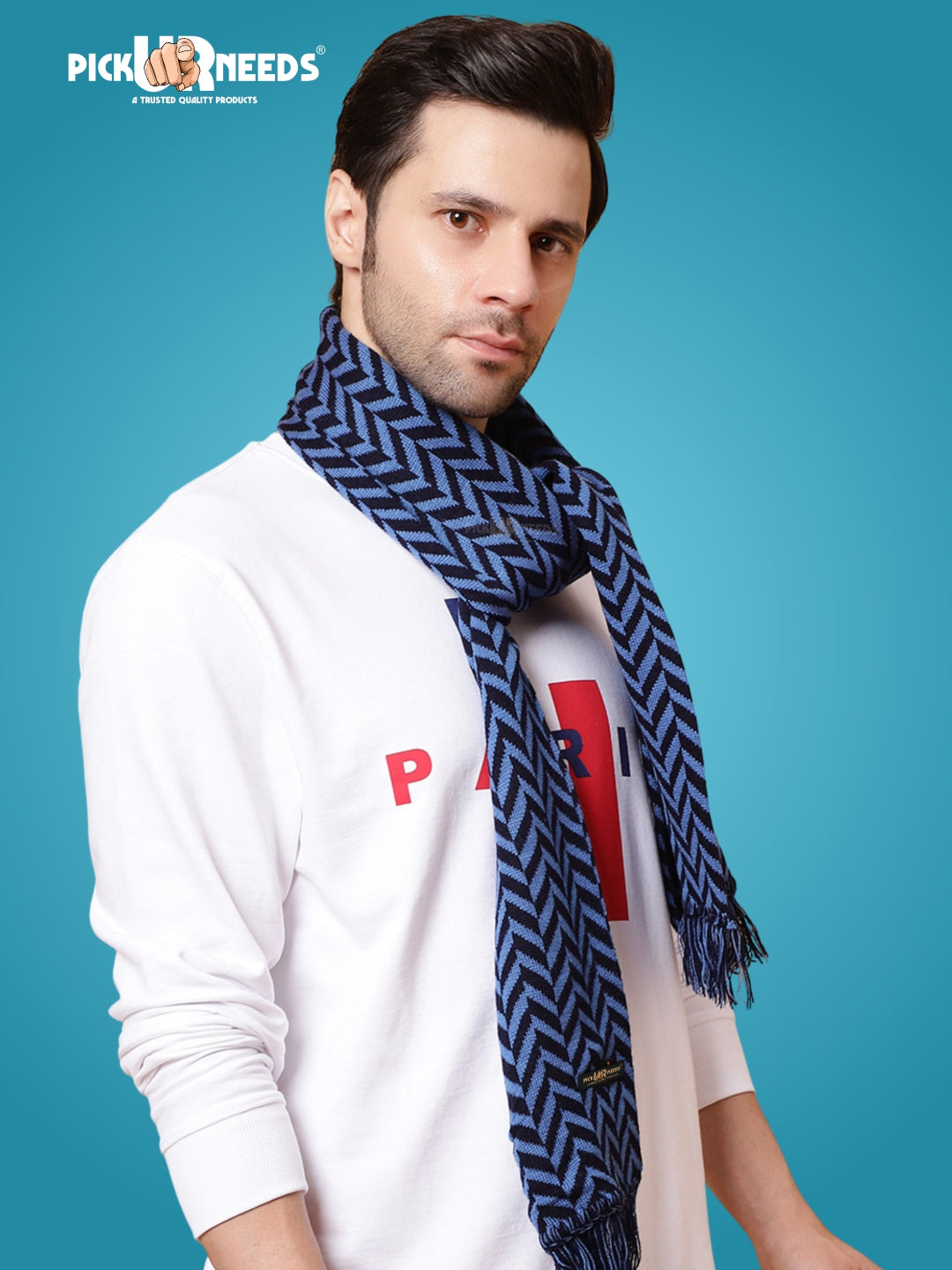 Pick Ur Needs Men's Stylish Zig Zag Knit Scarf  Soft, Warm & Breathable Fabric for Causal & Formal Wear Winter Muffler
