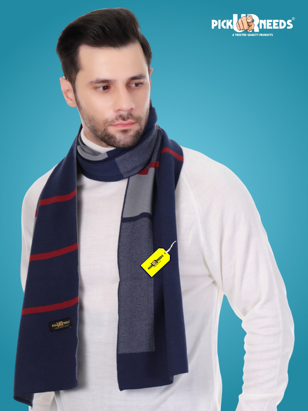 Pick Ur Needs Men’s Premium Winter Wool Muffler – Soft & Warm Knitted Scarf for Casual, Office & Travel Stylish Stripe Design