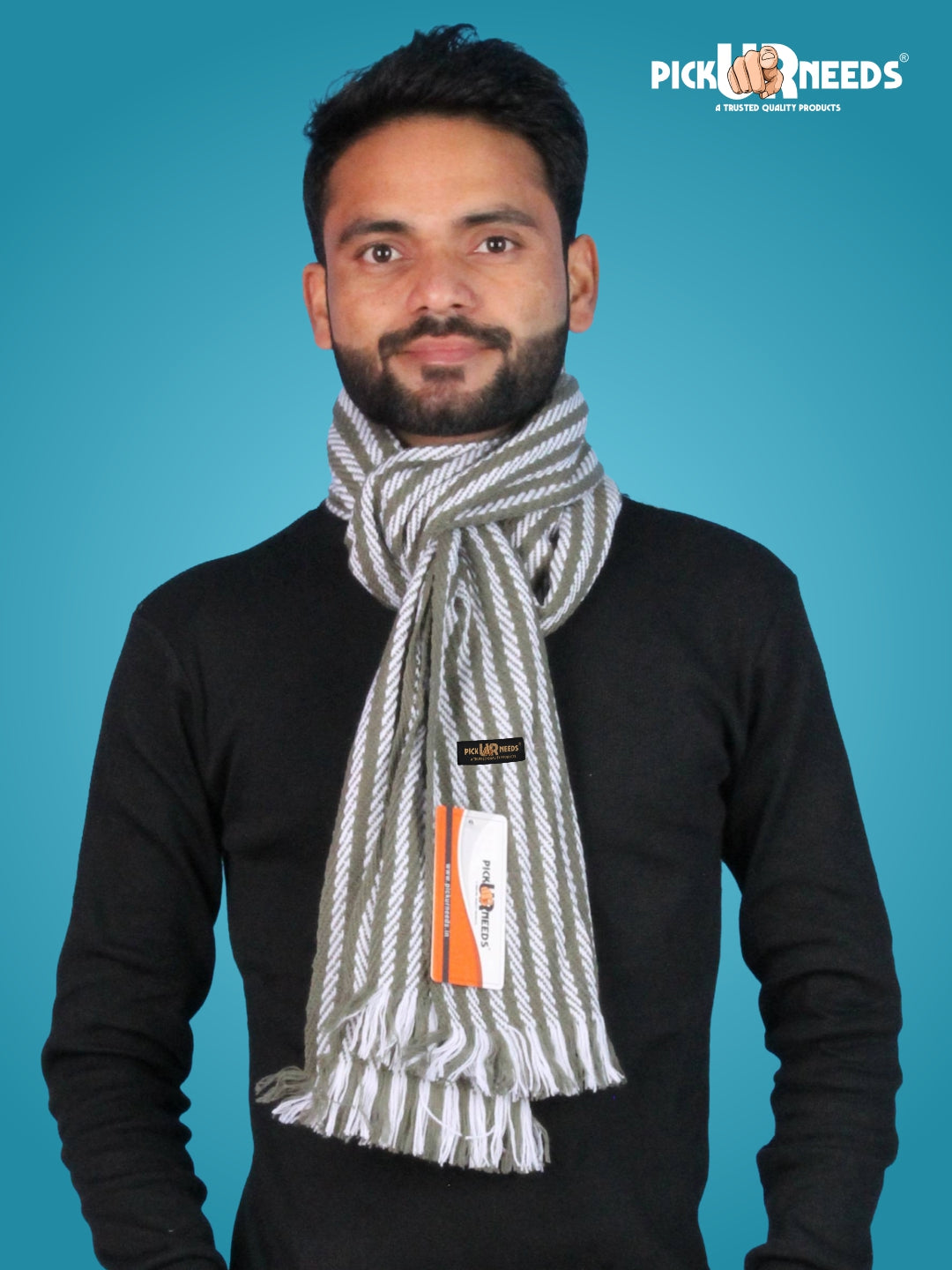 Pick Ur Needs Premium Men's Warm And Stylish Woolen Muffler With Multicolour Stripes And Stylish Tussles Ends