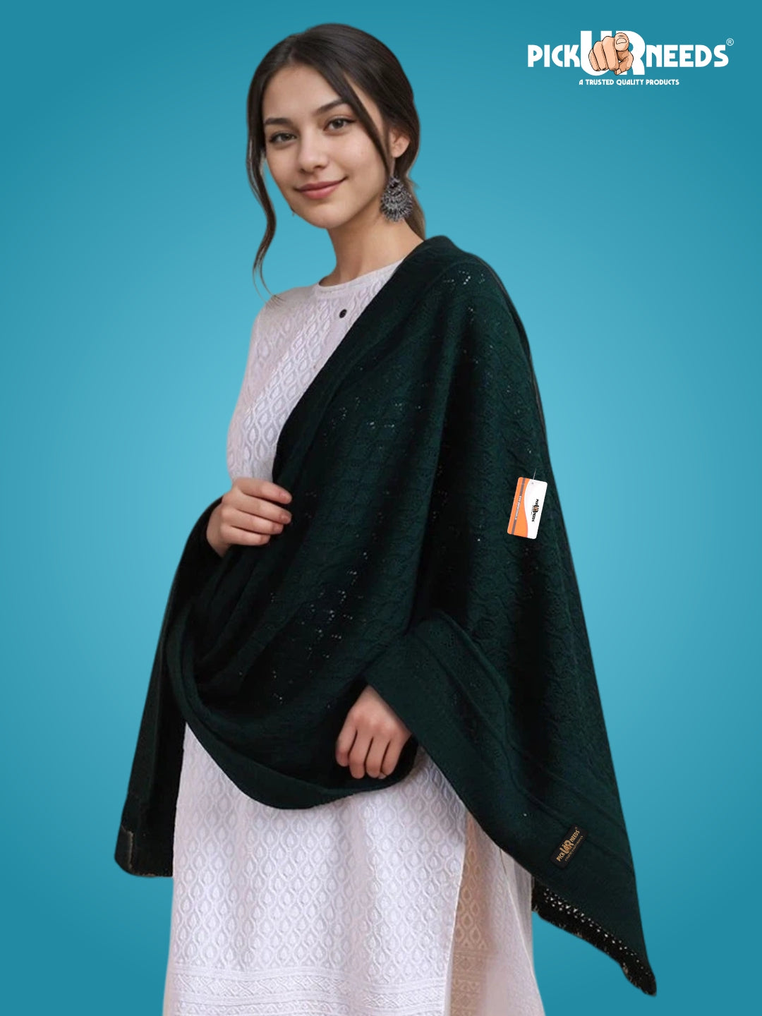 Pick Ur Needs Wool Self Design Women Shawl