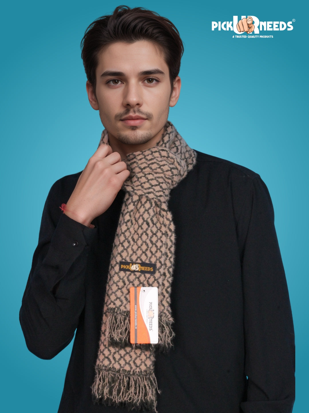 Pick Ur Needs Soft Warm Woolen Premium Winter Muffler for Men Scarf with Stylish Check Pattern Long & Comfortable Cold Weather Neck Wrap