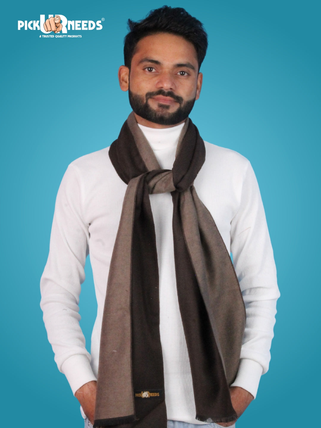 Pick Ur Needs Reversible Winter Muffler for Men Dual-Color Soft Woolen Scarf Warm, Stylish & Lightweight Muffler for Casual, Office & Outdoor Wear