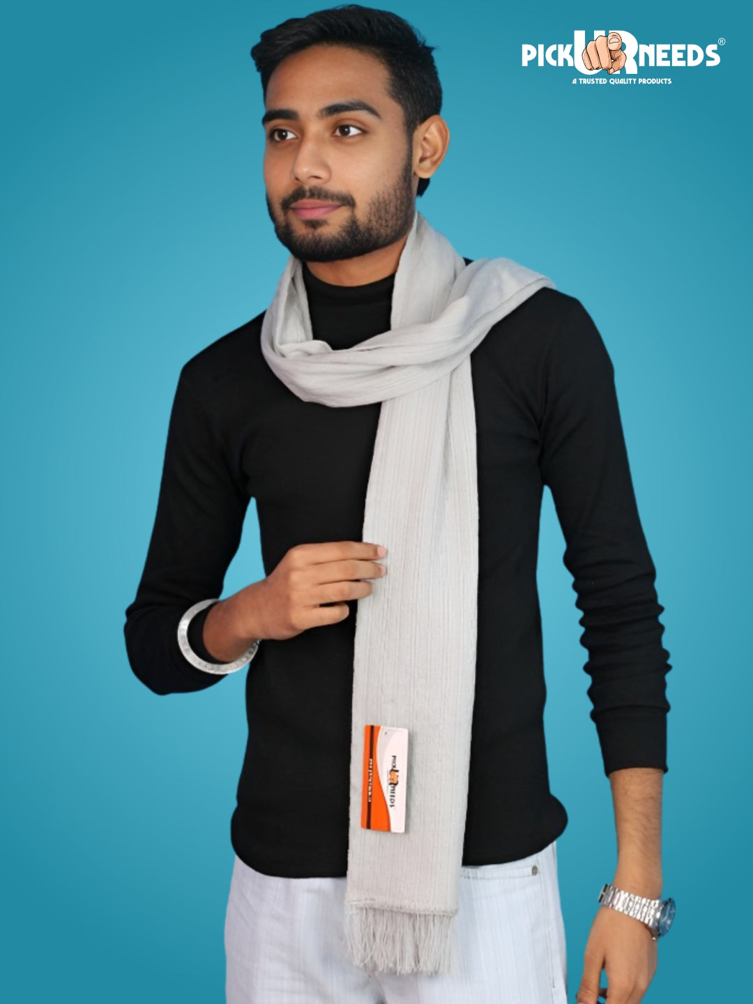 Pick Ur Needs Men’s Winter Woolen Muffler Soft & Warm Knitted Scarf with Fringes Premium Warm Mufflers