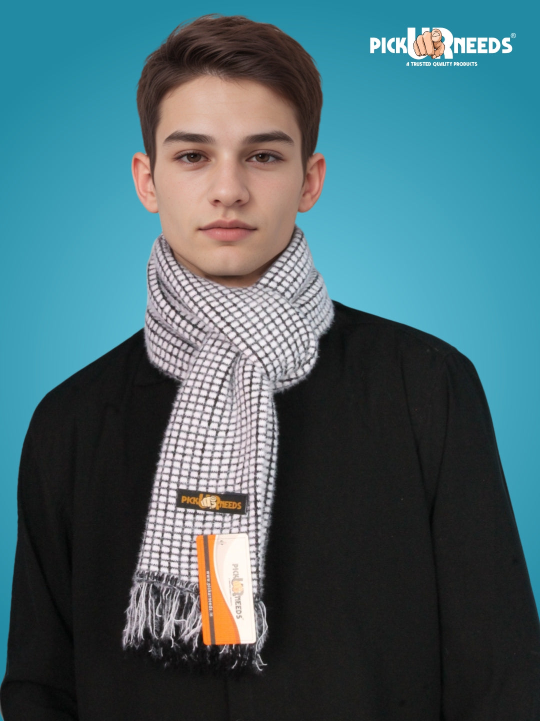 Pick Ur Needs Soft Warm Woolen Premium Winter Muffler for Men Scarf with Stylish Check Pattern Long & Comfortable Cold Weather Neck Wrap