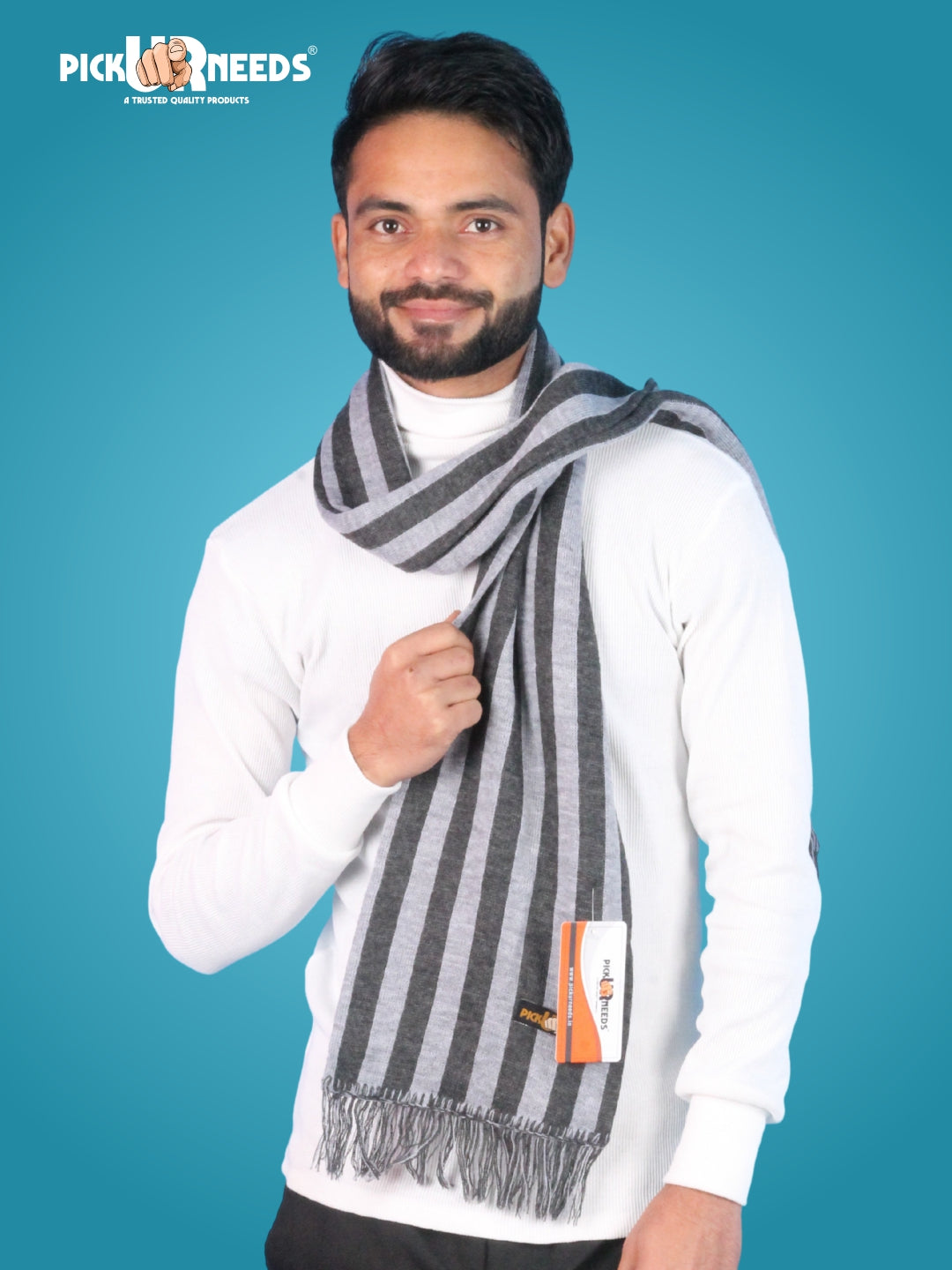 Pick Ur Needs Premium Soft Winter Muffler for Men Stylish Striped Woolen Scarf Warm & Comfortable