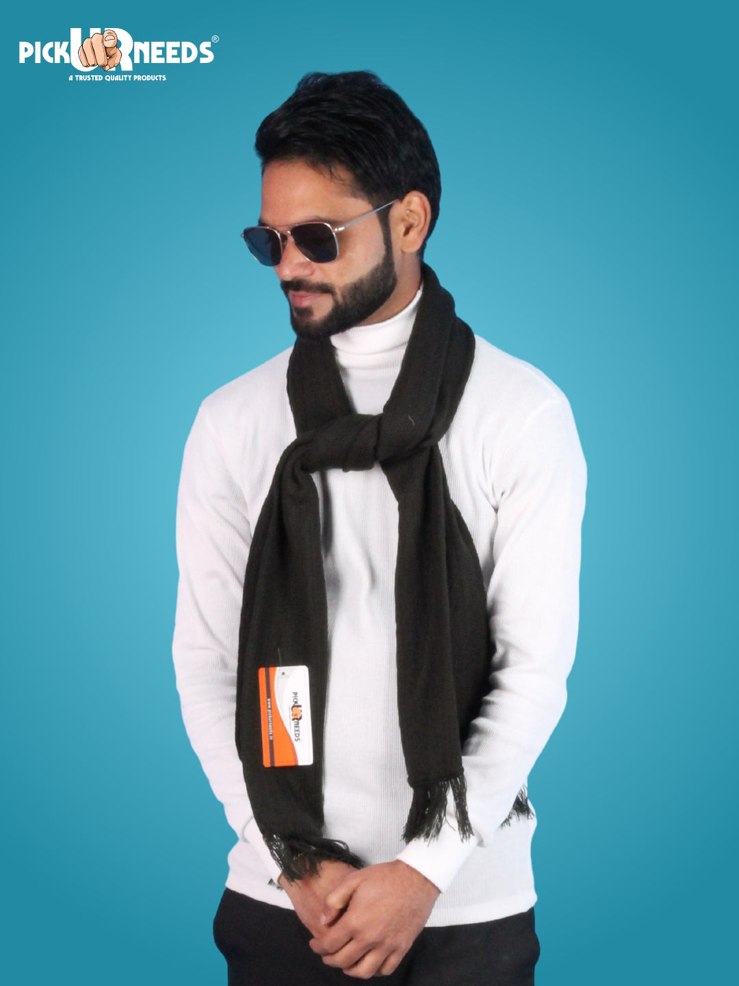 Pick Ur Needs Men’s Winter Woolen Muffler Soft & Warm Knitted Scarf with Fringes Premium Warm Mufflers