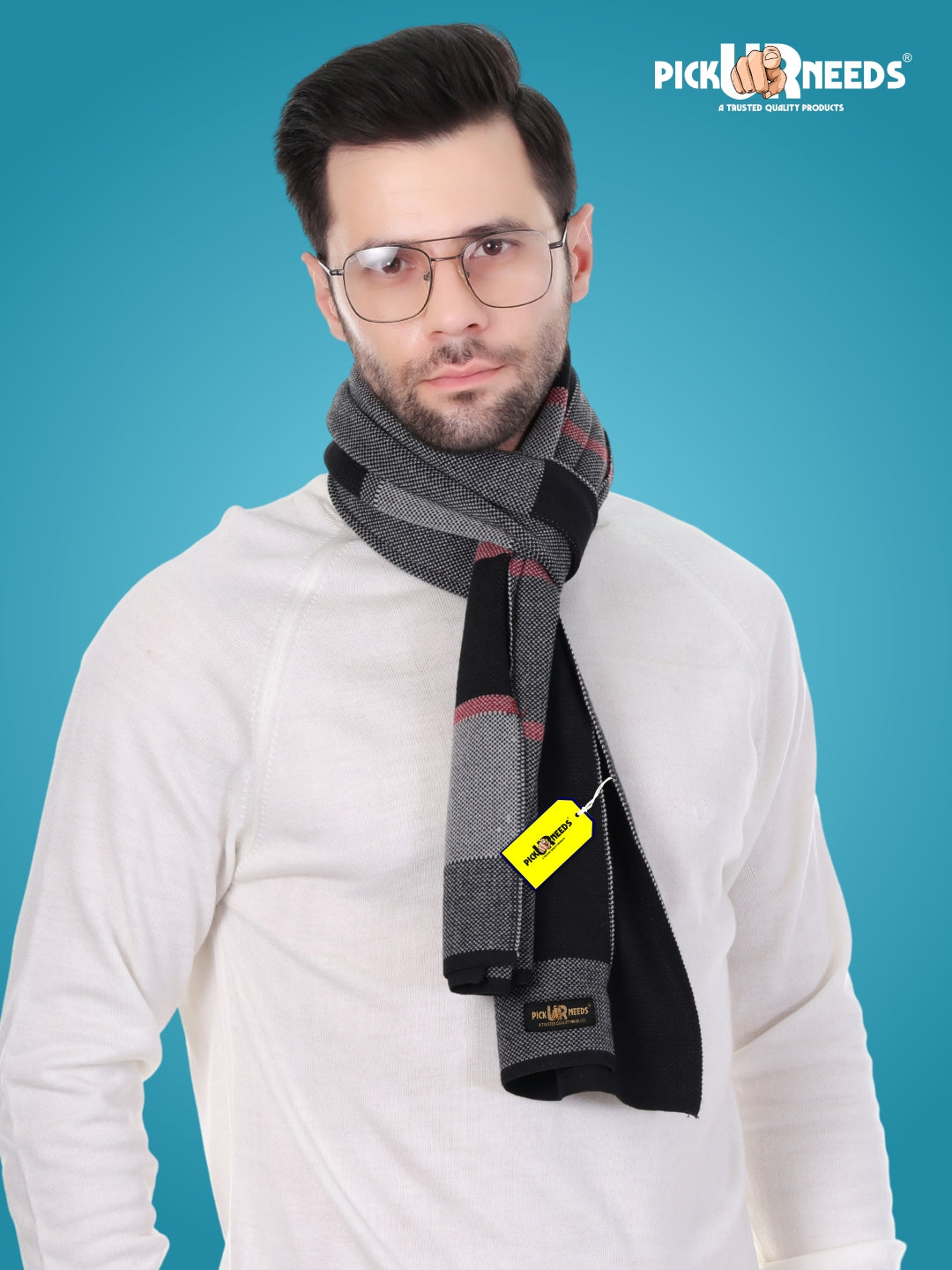 Pick Ur Needs Men’s Premium Winter Wool Muffler – Soft & Warm Knitted Scarf for Casual, Office & Travel Stylish Stripe Design