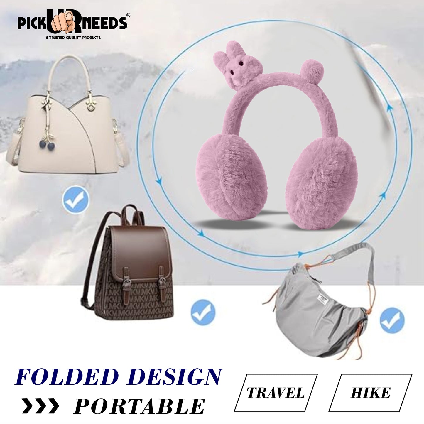 Pick Ur Needs Stylish Rabit Design Foldable / Adjustable Ear Muff High Quality Furr Ear Warmer Ear Muff