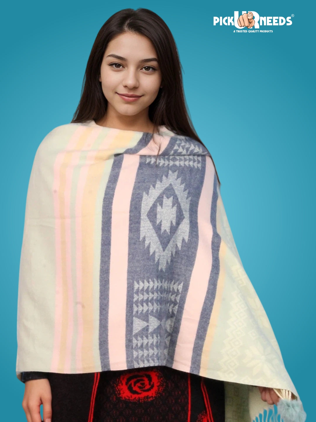 Pick Ur Needs Women's Soft Winter Shaw Warm Wool Blend Wrap  Stylish Tassel Stole