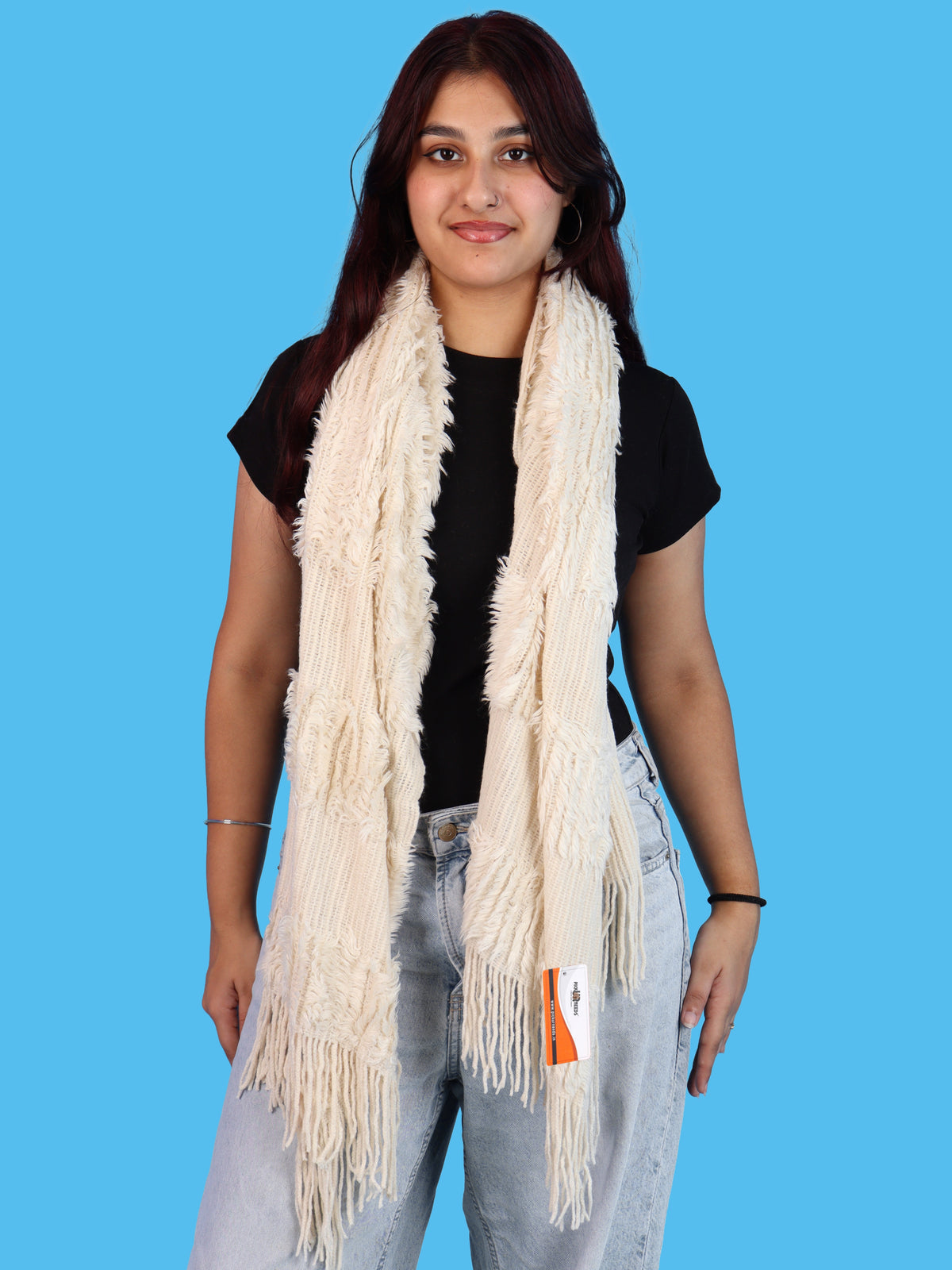 Pick Ur Needs Premium Winter Muffler for Women & Girls Soft Textured Woven with Fringe Detailing Warm Lightweight Neck Wrap