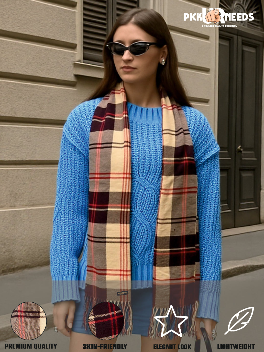 Pick Ur Needs Pure Cashmere Women’s Winter Stylish Muffler Warm, Soft and Trendy Scarves for Cold Weather