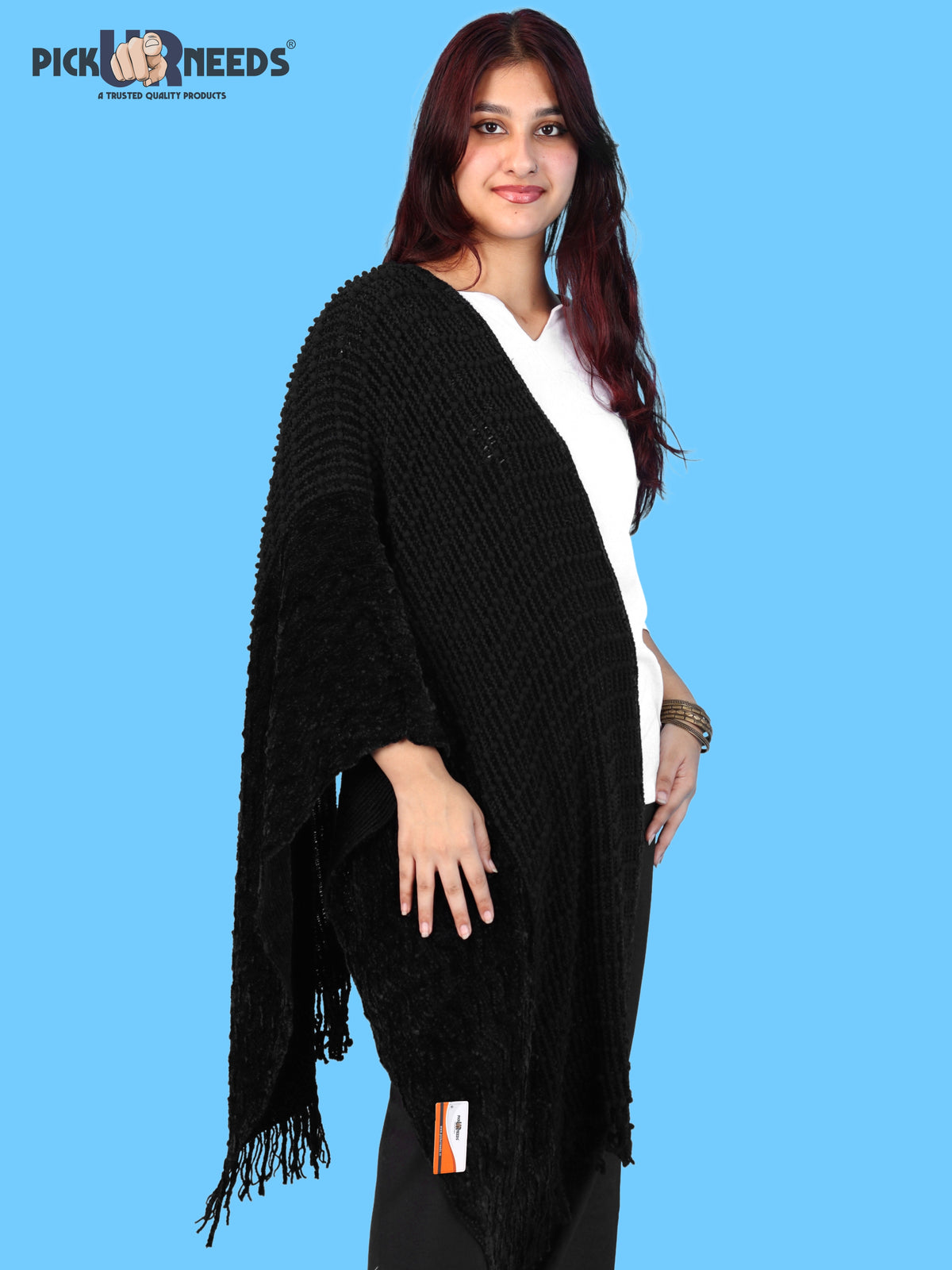 Pick Ur Needs Premium Winter Stole & Muffler for Women Soft Woven Textured Wrap with Elegant Fringes Warm Shawl