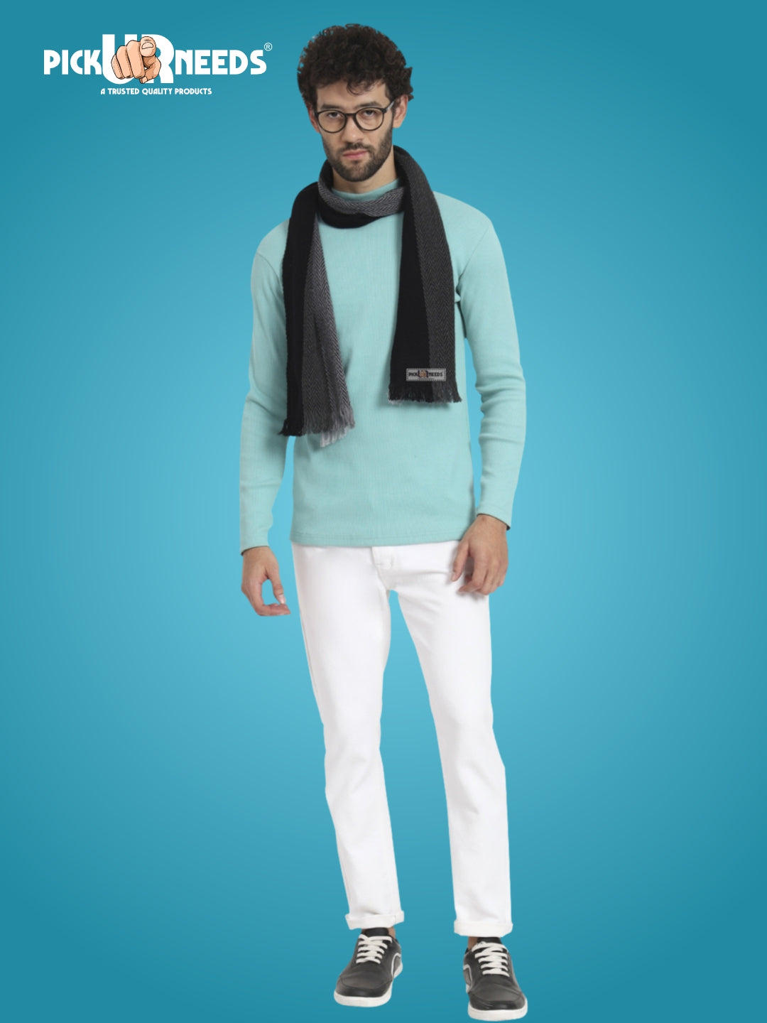 Pick Ur Needs Premium Men's Warm And Stylish Woolen Muffler With Multicolour Stripes And Stylish Tussles Ends