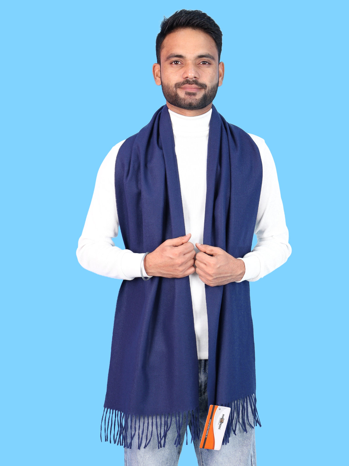 Pick Ur Needs Men’s Woolen Muffler Scarf Soft Warm Boys Winter Neck Wrap, Elegant Solid Style, Long Design with Decorative Fringes