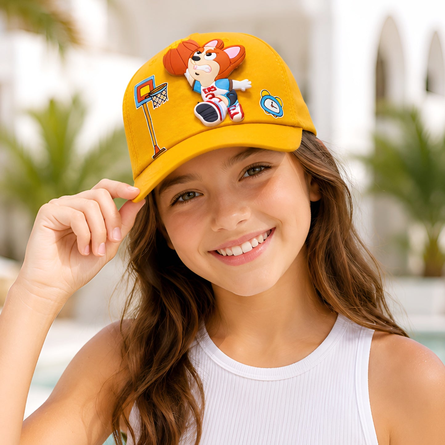 Pick Ur Needs Basketball Cartoon Baseball Cap with 3D Basketball Character Patch Adjustable Sports Hat for Boys & Girls