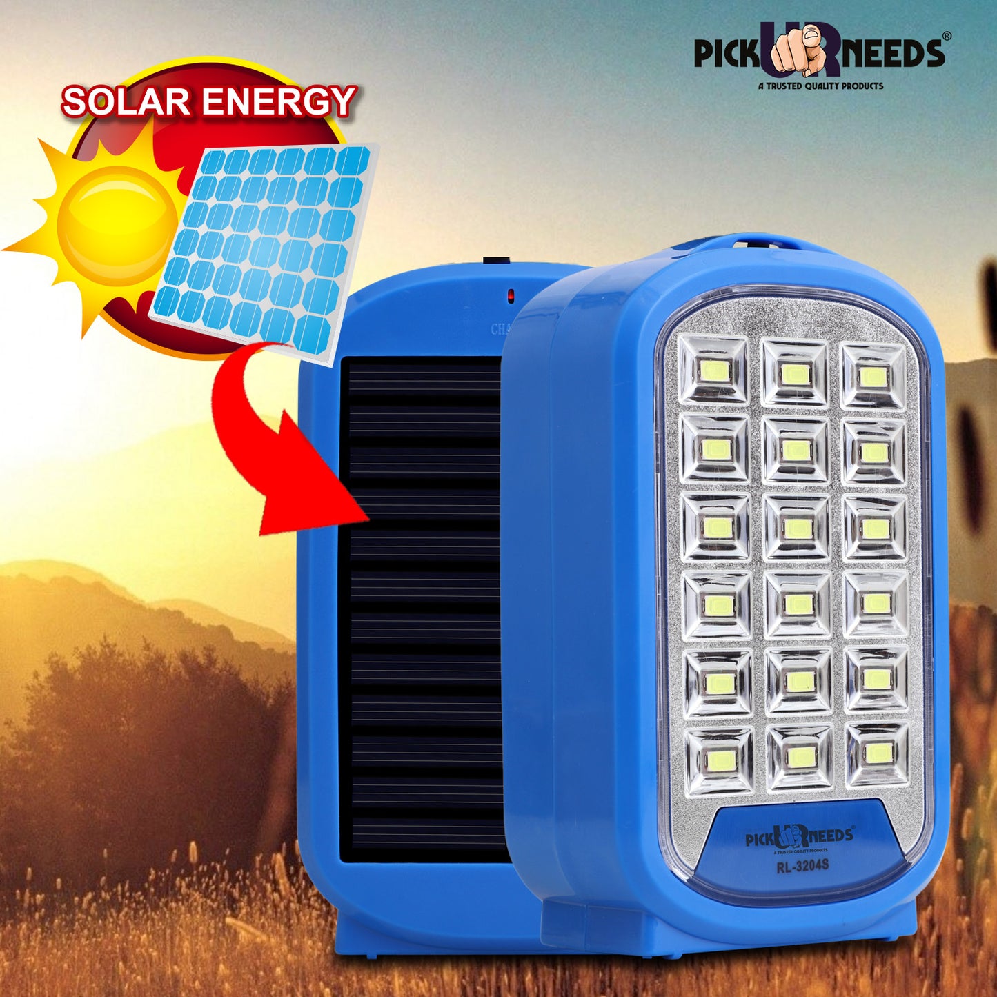 Pick Ur Needs Portable & Rechargeable Mini Emergency Lantern 18SMD LED Floor Lamp Light with Solar Panel