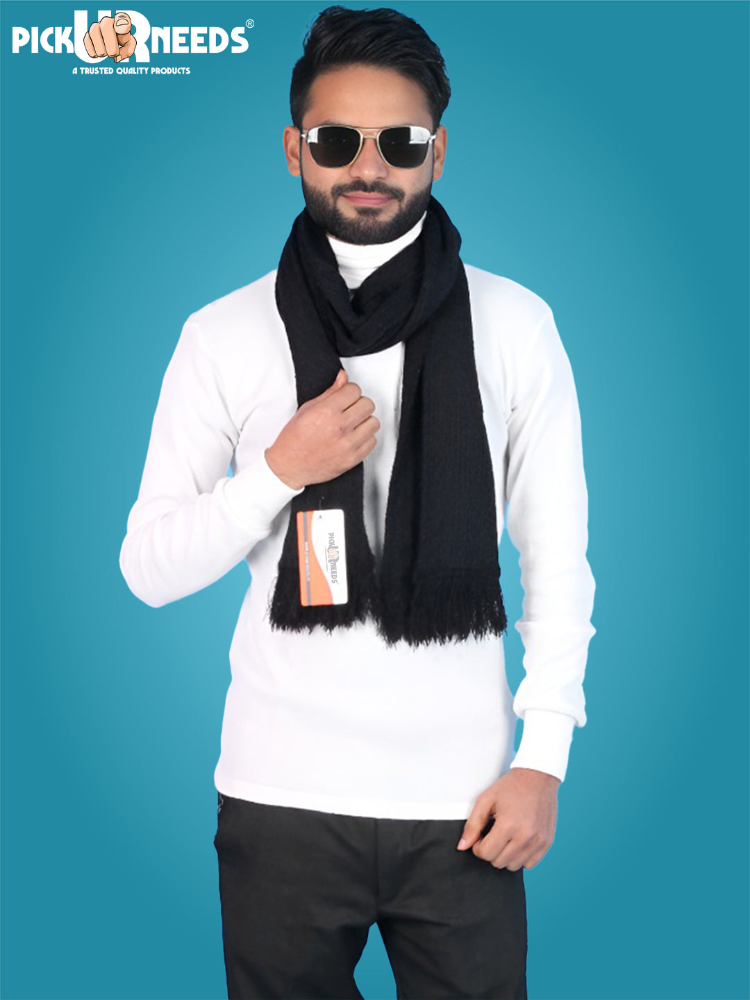 Pick Ur Needs Premium Winter Knit Muffler for Men Soft Woolen Neck Scarf with Stylish Pattern Warm & Comfortable Winter Wear for Outdoor & Casual Use
