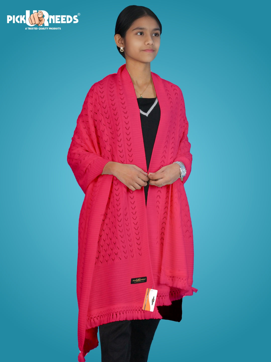 Pick Ur Needs Wool Self Design Women Shawl