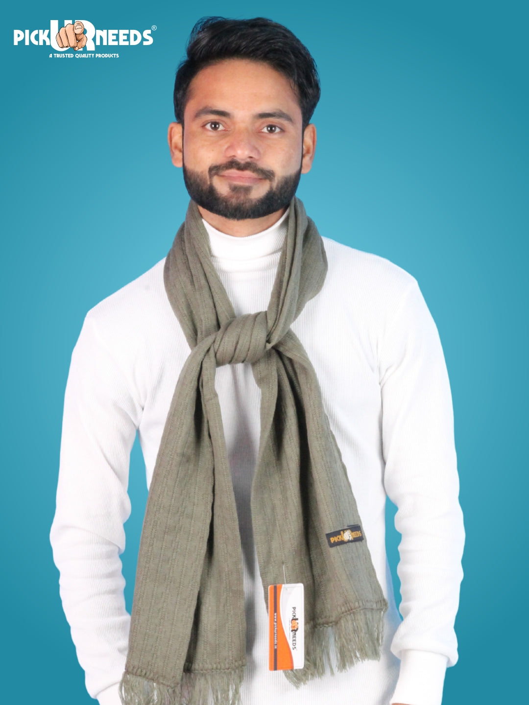 Pick Ur Needs Men’s Winter Woolen Muffler Soft & Warm Knitted Scarf with Fringes Premium Warm Mufflers