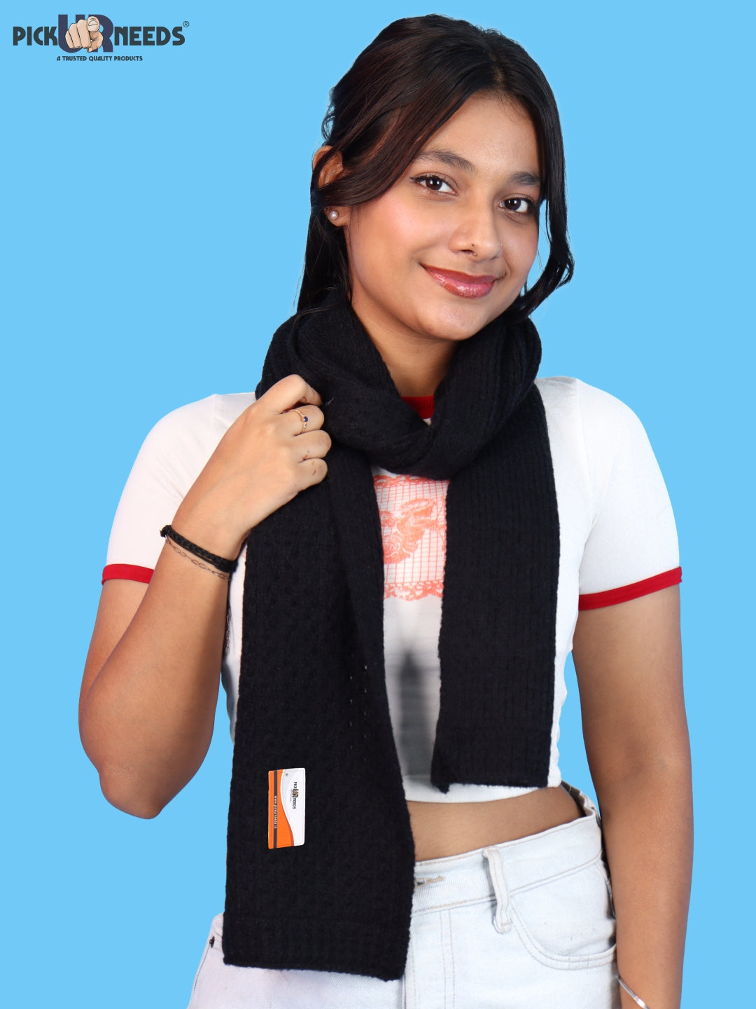 Pick Ur Needs Womens Soft Muffler Scarf, Lightweight Knitted Winter Stole, Warm & Cozy Long Neck Wrap for Women & Girls