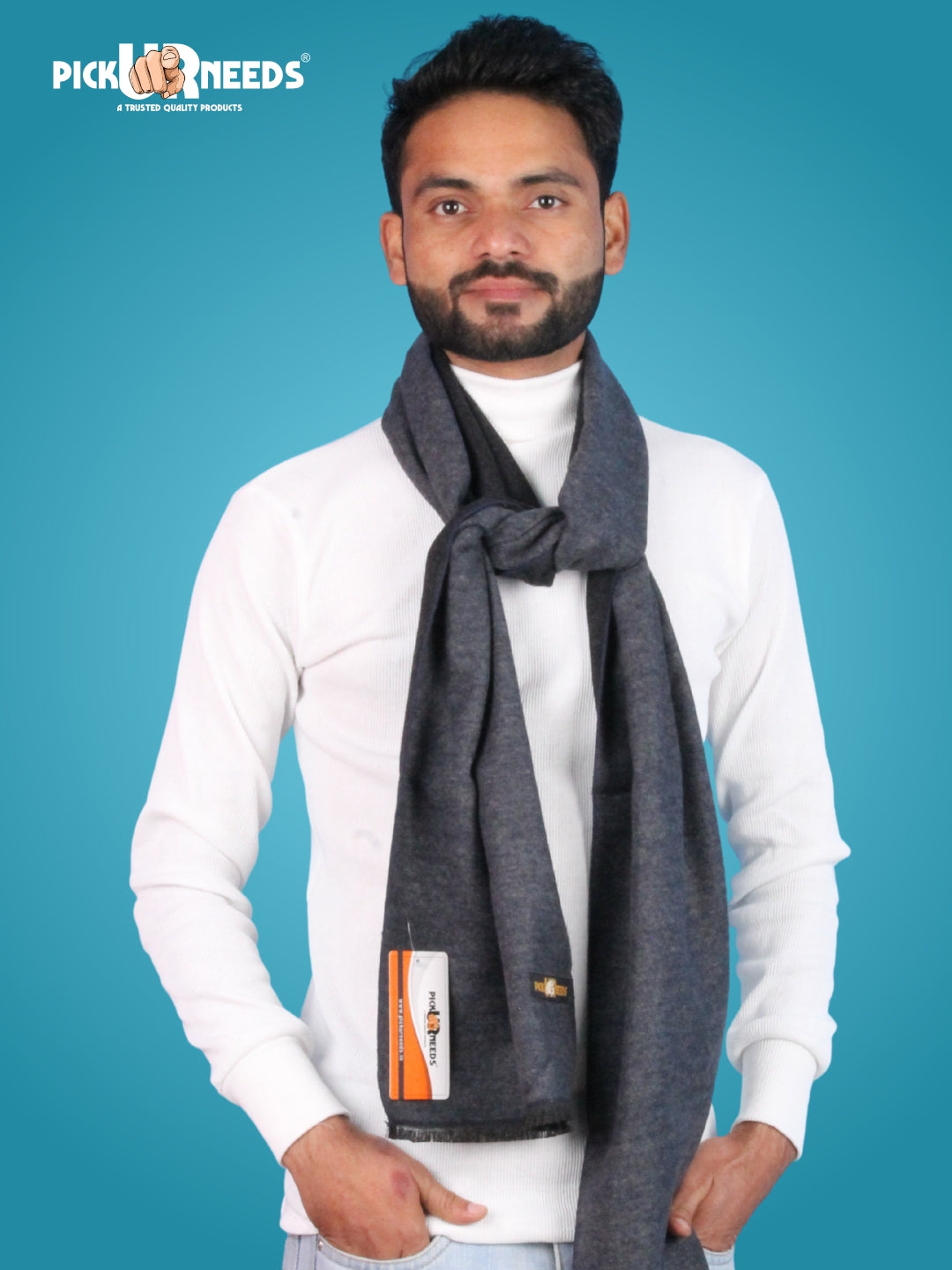 Pick Ur Needs Reversible Winter Muffler for Men Dual-Color Soft Woolen Scarf Warm, Stylish & Lightweight Muffler for Casual, Office & Outdoor Wear