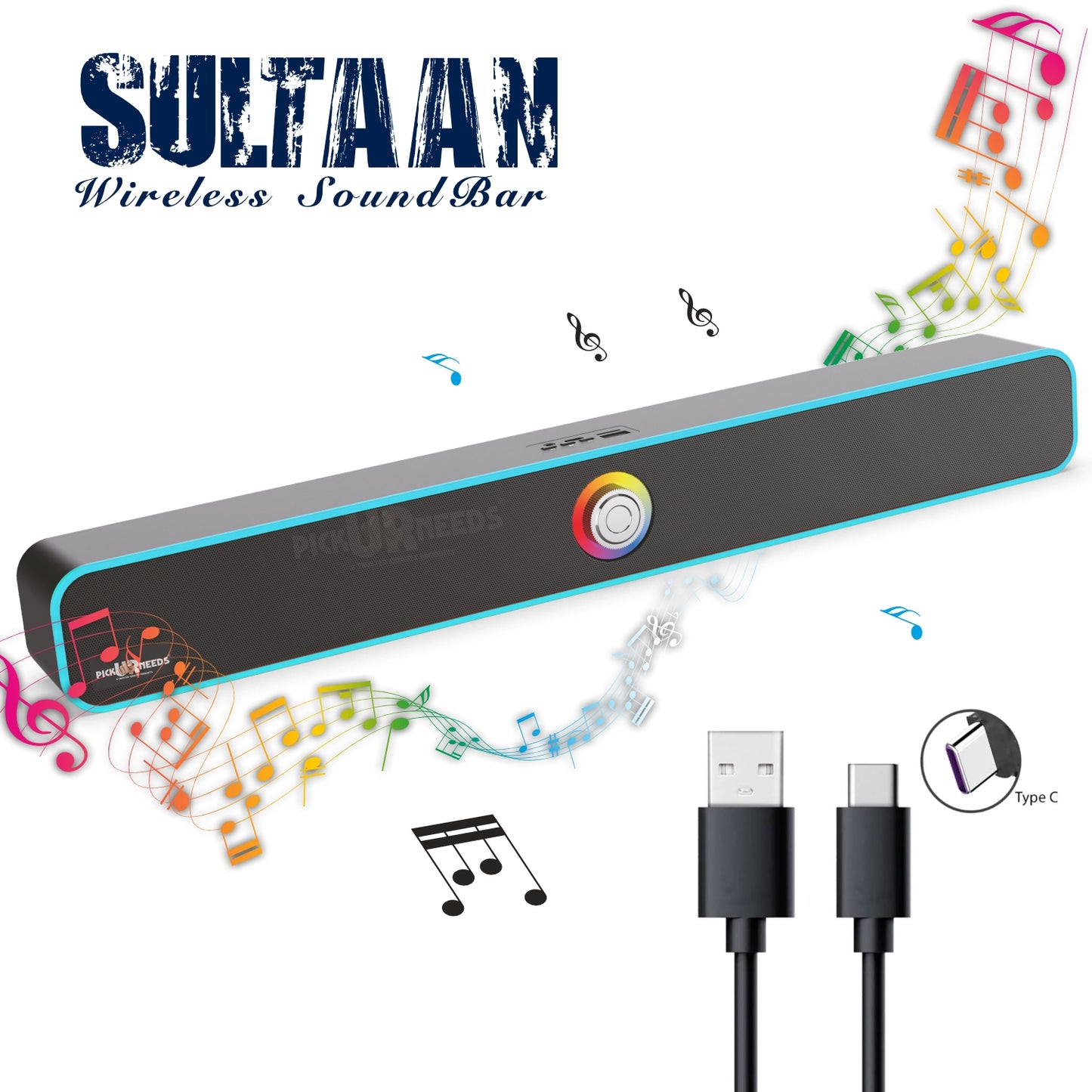 Pick Ur Needs Bluetooth Soundbar Speaker Portable 40W with 240F Card USB Playback Dynamic Thunder Bass Home TV Sound Bar