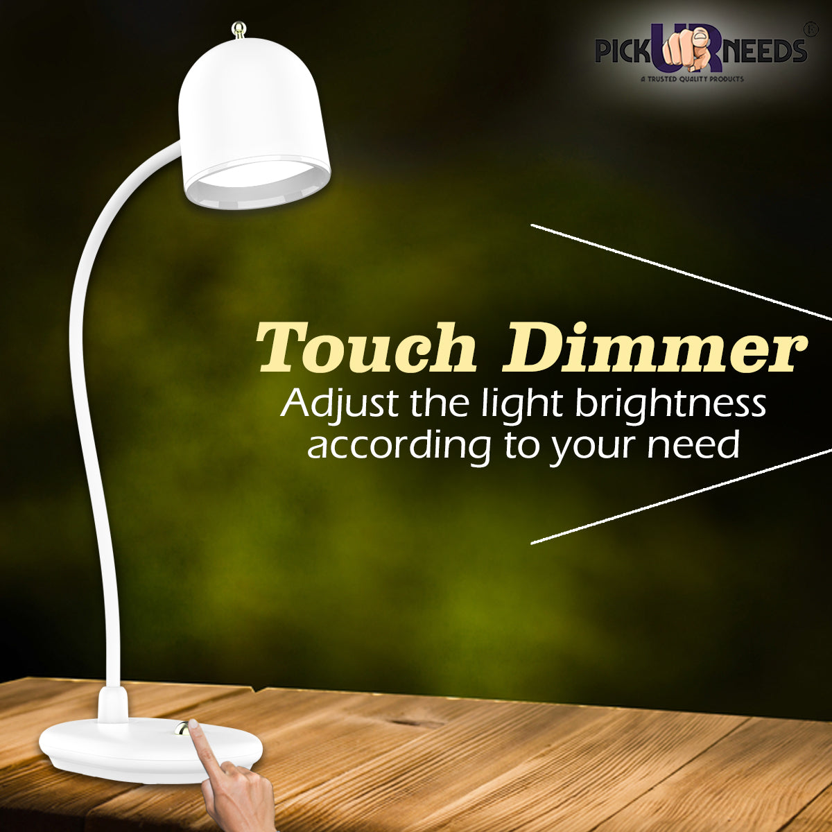 Pick Ur Needs Rechargeable LED Touch On/Off Study Table Lamp for Children Eye Protection, Student Study Reading Dimmer Rechargeable Led Table Lamps USB Charging
