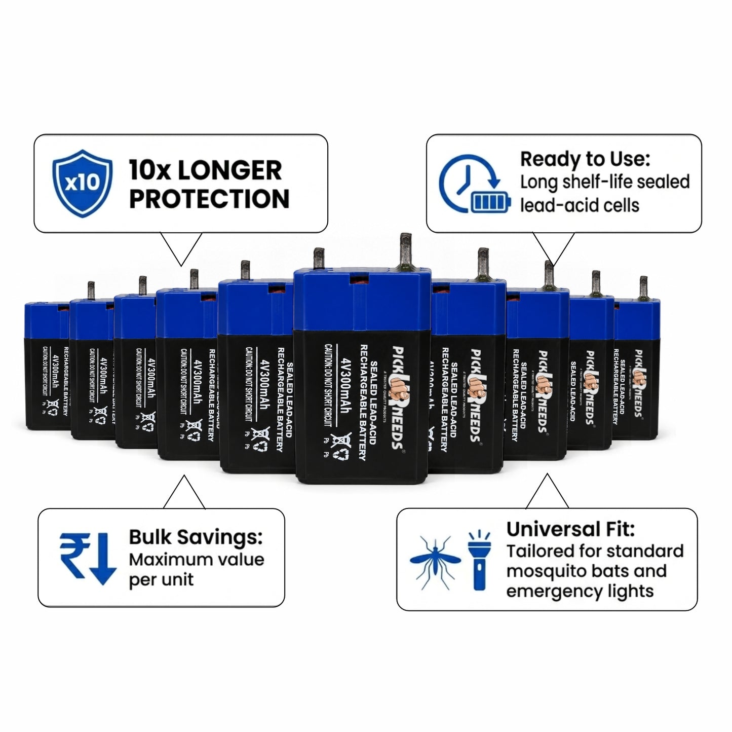 Pick Ur Needs Compact 4V 300mAh Sealed Lead Acid Battery for Long-Lasting Backup Power (2, 300, Milliamp Hours)