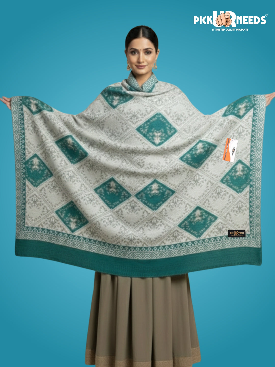 Pick Ur Needs Woolen Shawl for Women | Warm Winter Wool Fabric Shawls with Traditional Prints | Soft & Elegant Ethnic Stole