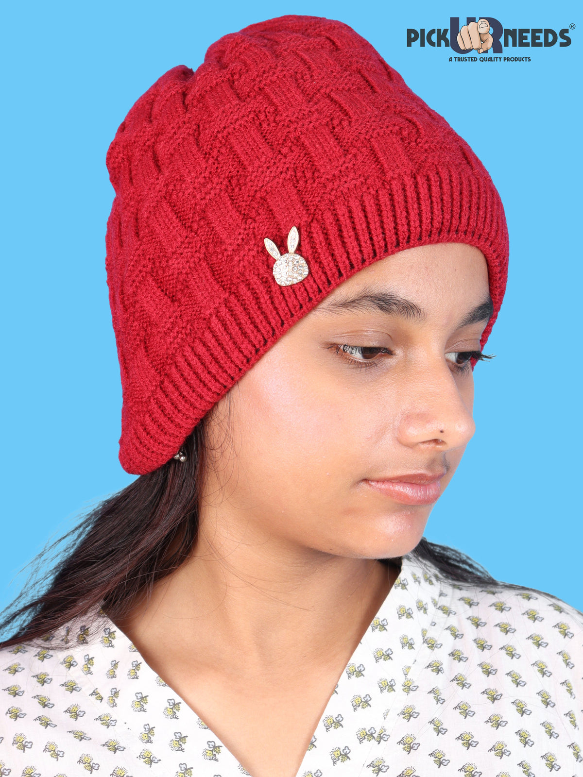 Pick Ur Needs Stylish Winter Cap for Women & Girls Warm Cozy Stretchable with Soft Knit Fabric